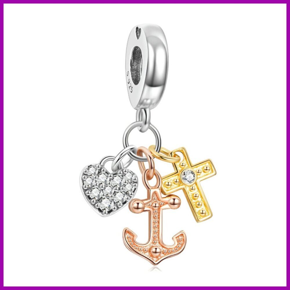925 Sterling Silver Cross Charm for Bracelets and Necklaces